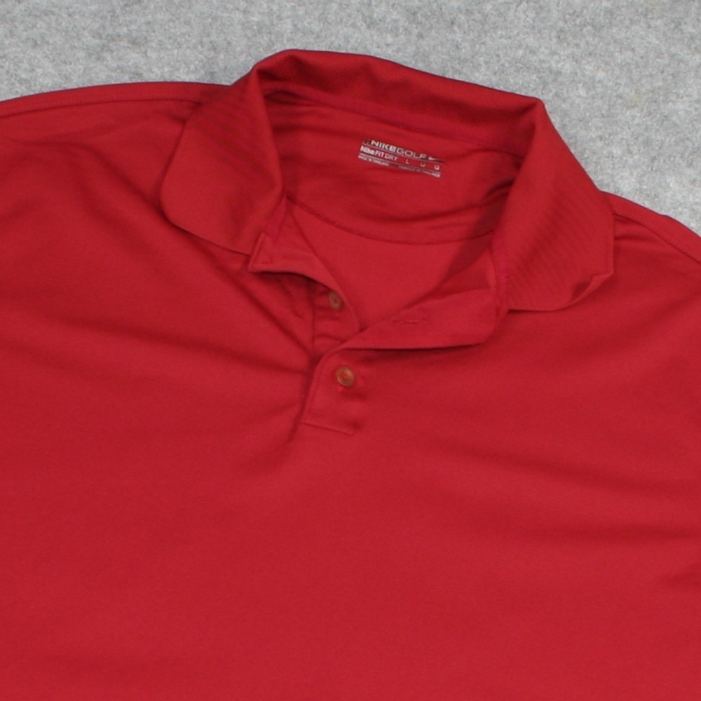 Nike Mens Polo Shirt Large Red Nike Fit Dry Short Sleeve Performance Golf